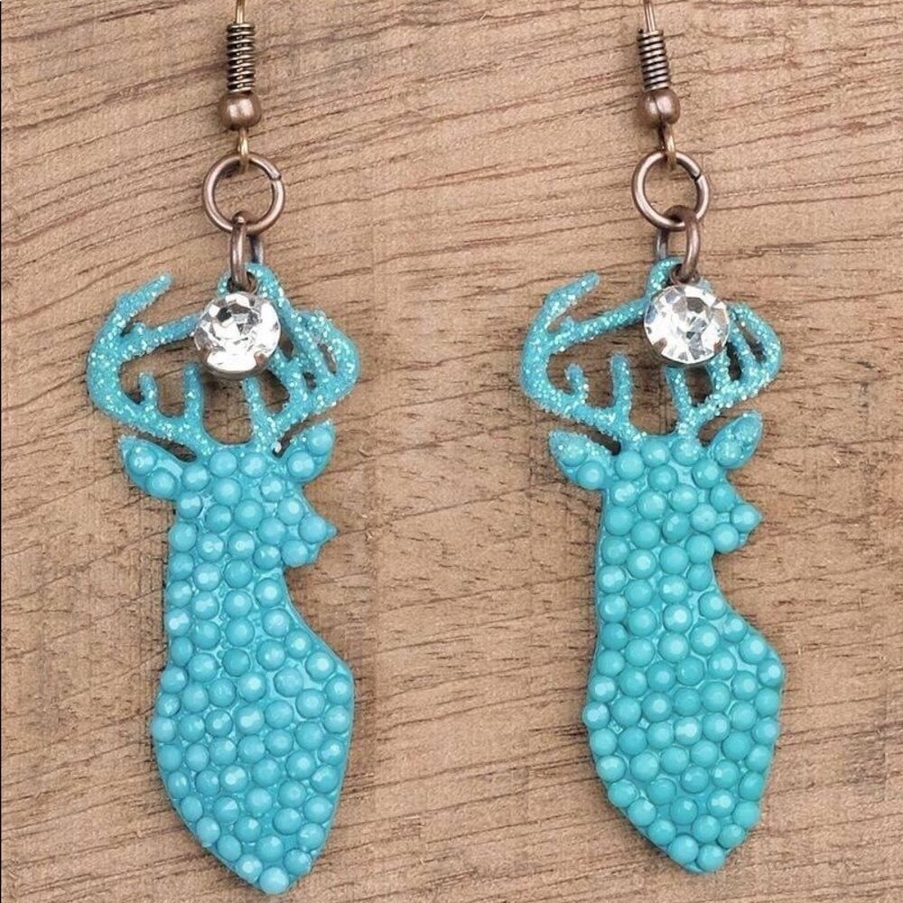 Southern‎ Junkie Turquoise Sparkly Deer Earrings